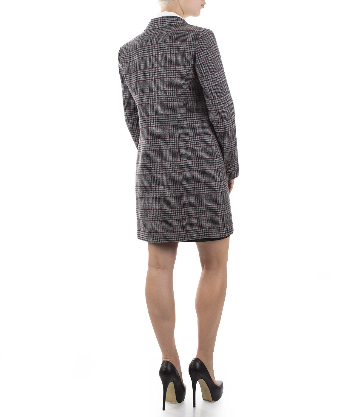 Fitted checked single-breasted coat with wool in the composition 5